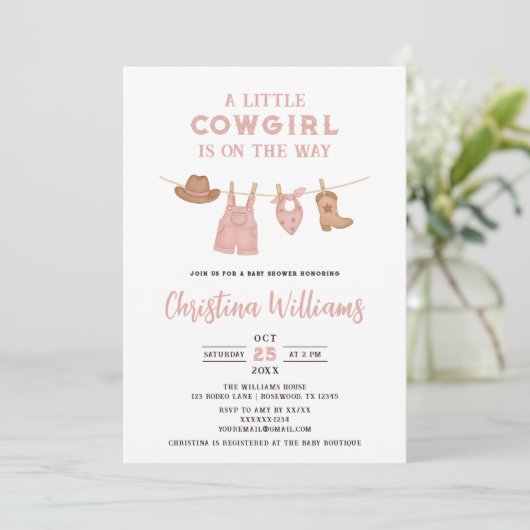 Kleine Cowgirl Baby shower Kaart (Staand voorkant)