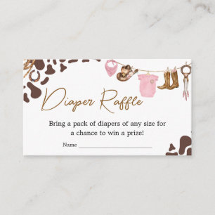 Kleine Cowgirl Baby shower Luier Raffle Informatiekaartje