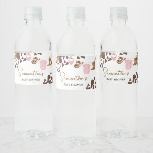 Kleine Cowgirl Baby shower Waterfles Etiket