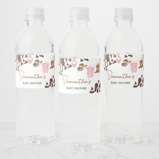 Kleine Cowgirl Baby shower Waterfles Etiket (Flessen)