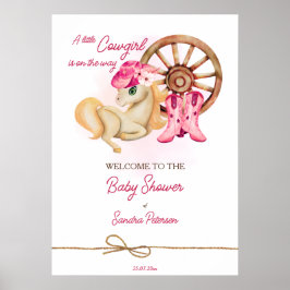 Kleine cowgirl baby shower welkomstbord poster