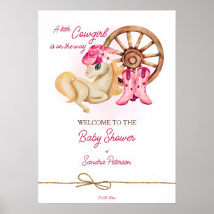 Kleine cowgirl baby shower welkomstbord poster