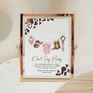 Kleine Cowgirl Baby shower zeg niet Baby Poster