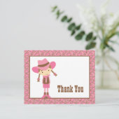 Kleine Cowgirl Bedankt Briefkaart (Staand voorkant)