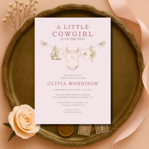 Kleine Cowgirl Blush Roze Meisje Baby Borrel Kaart