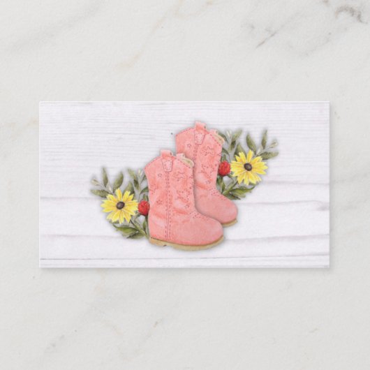 Kleine Cowgirl Bootie Baby shower Luier Raffle Informatiekaartje (Achterkant)