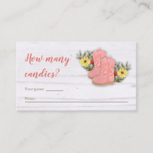 Kleine Cowgirl Bootie Baby shower Raffle Raad Informatiekaartje