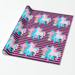 Kleine Cowgirl Brown Hair met Paarden Elke keer Cadeaupapier