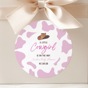Kleine Cowgirl Cow Girl Rodeo Western Baby Shower Ronde Sticker