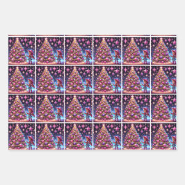 Kleine Cowgirl Decoreren Kerstbomen Inpakpapier Vel