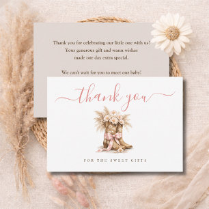 Kleine Cowgirl Elegante Roze Meisje Baby Shower Bedankkaart
