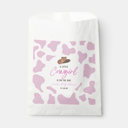 Kleine Cowgirl Koe Meisje Rodeo Western Baby showe Bedankzakje (Voorkant)