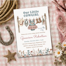 Kleine Cowgirl Komt Achterop Vintage Baby Shower