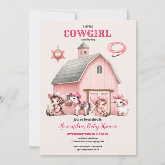 Kleine Cowgirl Meisje Baby shower Kaart (Voorkant)