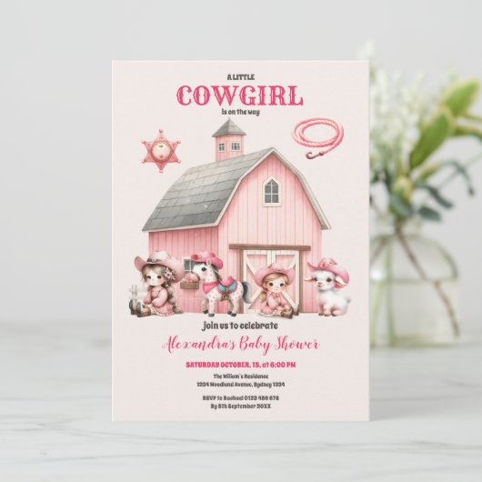 Kleine Cowgirl Meisje Baby shower Kaart (Staand voorkant)