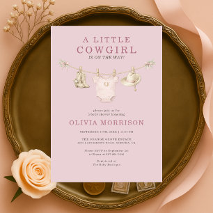 Kleine Cowgirl Meisje Baby Shower Kaart