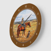 Kleine Cowgirl op Cattle Horse Brown Grote Klok (Hoek)