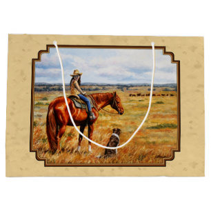 Kleine Cowgirl op Cattle Horse Yellow Groot Cadeauzakje