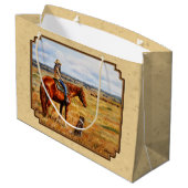 Kleine Cowgirl op Cattle Horse Yellow Groot Cadeauzakje (Achterkant Gekanteld)