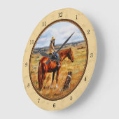 Kleine Cowgirl op Cattle Horse Yellow Grote Klok (Hoek)