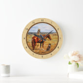 Kleine Cowgirl op Cattle Horse Yellow Grote Klok (Huis)