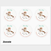 Kleine Cowgirl op de verjaardag van paardenmeisjes Ronde Sticker (Vel)