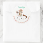Kleine Cowgirl op de verjaardag van paardenmeisjes Ronde Sticker (Tas)
