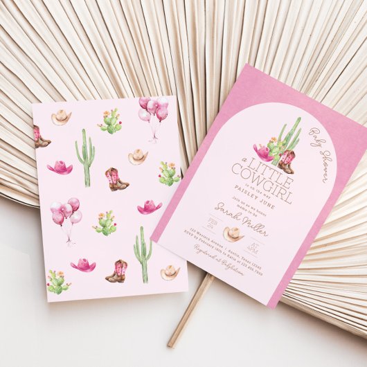 Kleine Cowgirl op de weg Baby shower Uitnodiging