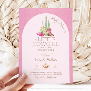 Kleine Cowgirl op de weg Baby shower Uitnodiging