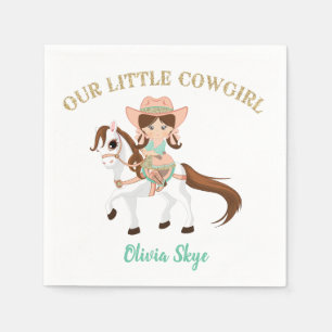 Kleine Cowgirl op Paard Meisjes Western Verjaardag Servet