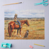 Kleine Cowgirl op veetsenpaard Tissuepapier (Craft)