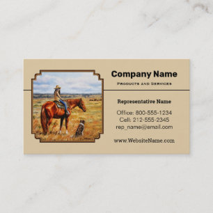 Kleine Cowgirl op veetsenpaard Visitekaartje