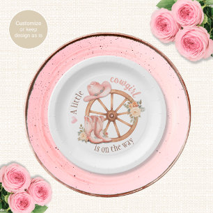 Kleine Cowgirl Op Weg Baby Shower Borden Papieren Bordje