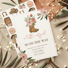 Kleine Cowgirl Op Weg Baby Shower Kaart