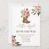 Kleine Cowgirl Op Weg Baby Shower Kaart (Voorkant)