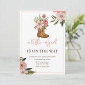 Kleine Cowgirl Op Weg Baby Shower Kaart (Staand voorkant)