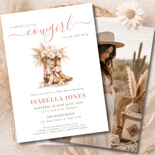 Kleine Cowgirl Op Weg Meisje Baby Shower Foto Kaart