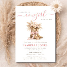 Kleine Cowgirl Op Weg Roze Westerse Baby Shower