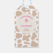 Kleine Cowgirl Rodeo Koe Print Meisje Baby shower Cadeaulabel (Achterkant)