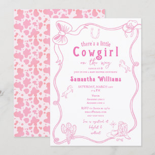 Kleine Cowgirl Roze Meisje Baby Shower Kaart