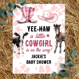 Kleine Cowgirl Roze Rodeo Baby shower Poster