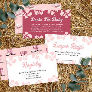 Kleine Cowgirl roze Rodeo Boeken Baby shower Informatiekaartje