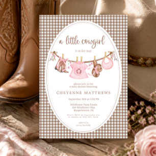 Kleine Cowgirl Roze Waskleine Baby Shower Kaart