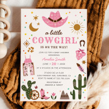 Kleine Cowgirl Roze Westerse Baby Shower Uitnodigi
