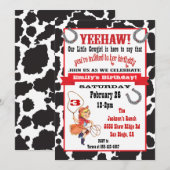 Kleine cowgirl verjaardagsfeestuitnodiging kaart (Voorkant / Achterkant)