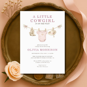 Kleine Cowgirl Waslijn Meisje Baby Shower Kaart