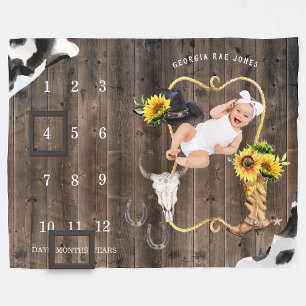 Kleine Cowgirl Western Baby Mijlpaal Dekentje Fleece Deken