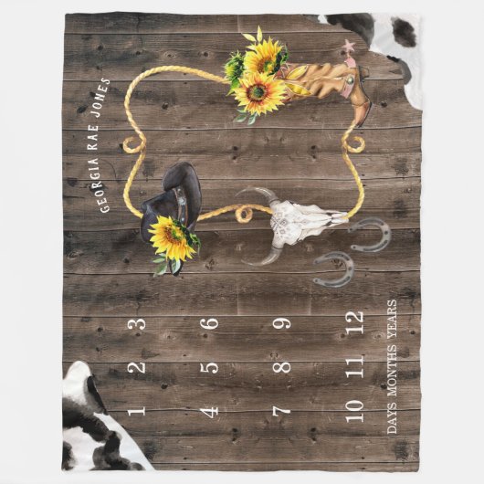 Kleine Cowgirl Western | Baby Mijlpaaldeken Fleece Deken (Voorkant)