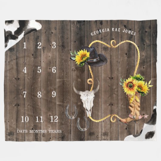 Kleine Cowgirl Western | Baby Mijlpaaldeken Fleece Deken (Voorkant (Horizontaal))