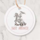 Kleine Cowgirl Western Roze Meisje Baby shower Bedankjes Labels (Voorkant)